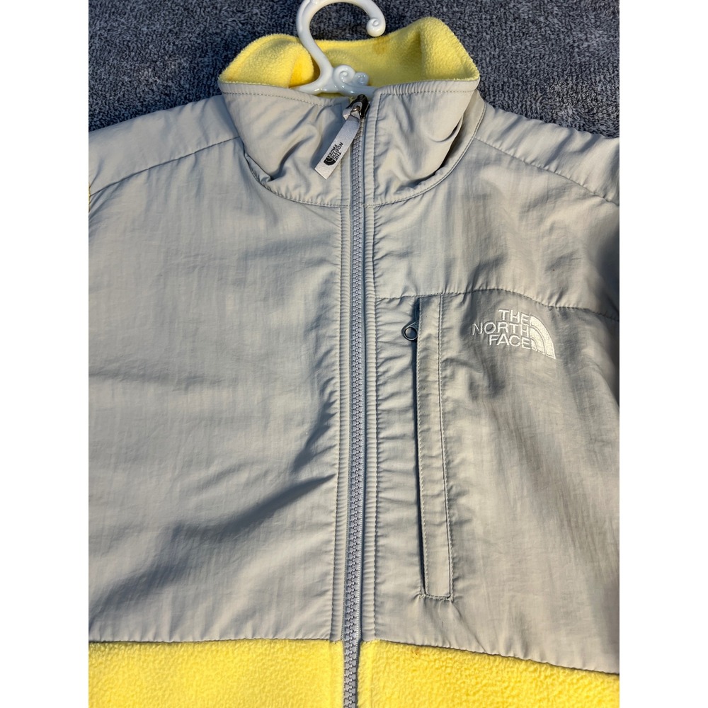 The North Face Denali Fleece Jacket Womens Medium Yellow Grey Full Zip Outdoor